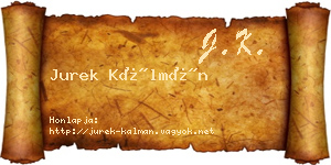 Jurek Kálmán névjegykártya